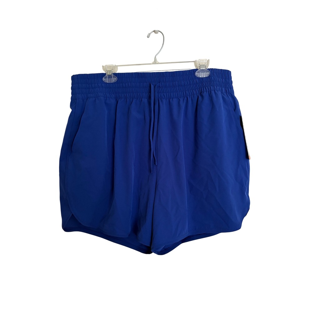 Lands End Womens XXL Active Shorts Blue Quick Dry UPF 50 Smocked Waist NWT